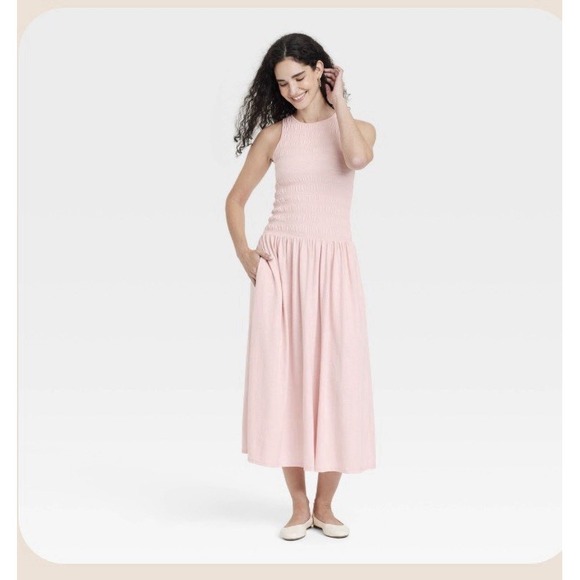 Universal Thread Dresses & Skirts - Universal Thread Pink Smocked Knit Maxi Dress Women's Large A-Line Sleeveless